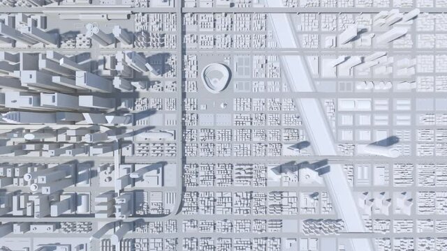 The camera is flying overlooking the city.
It keeps looping forever.
