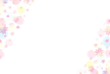 Fototapeta na wymiar 美しい水彩の桜のフレームイラスト6