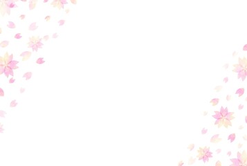 Obraz na płótnie Canvas 美しい水彩の桜のフレームイラスト3