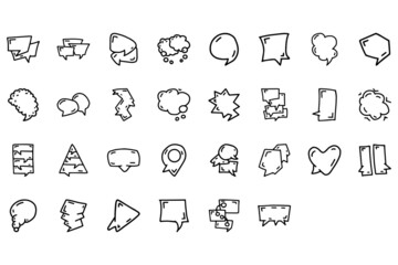 Speech bubble line vector doodle simple icon set