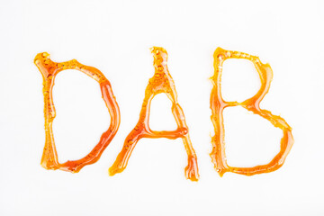 the word dab from golden concentrated cannabis wax
