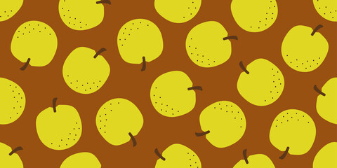 Pear illustration background. Seamless pattern.Vector. 梨のパターン　背景素材