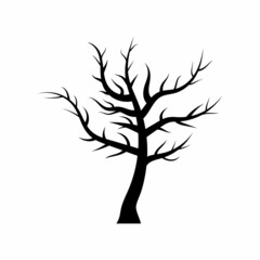 Barren Tree Silhouette without Leaf Vector Icon
