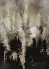 抽象的　水墨画　パターン　秋