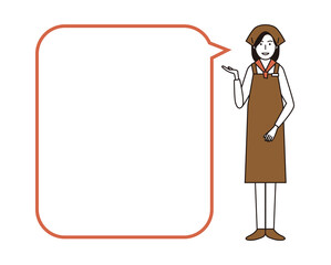 女性店員全身とふきだし