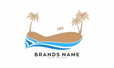 Nature beach illustration vector logo