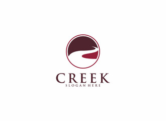 creek logo template vector, icon in white background - obrazy, fototapety, plakaty