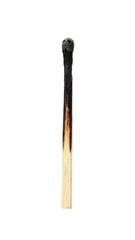 One burnt match isolated on white. Tool for starting fire