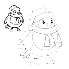Dot to dot Christmas puzzle for children. Connect dots game. Bird