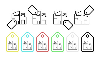 Building, clinic, hospital vector icon in tag set illustration for ui and ux, website or mobile application