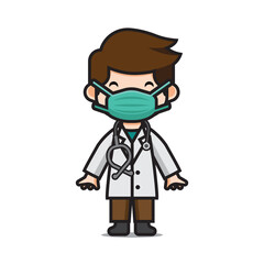 Cute Doctor Wearing Masks Vector