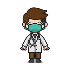 Fototapeta premium Cute Doctor Wearing Masks Vector