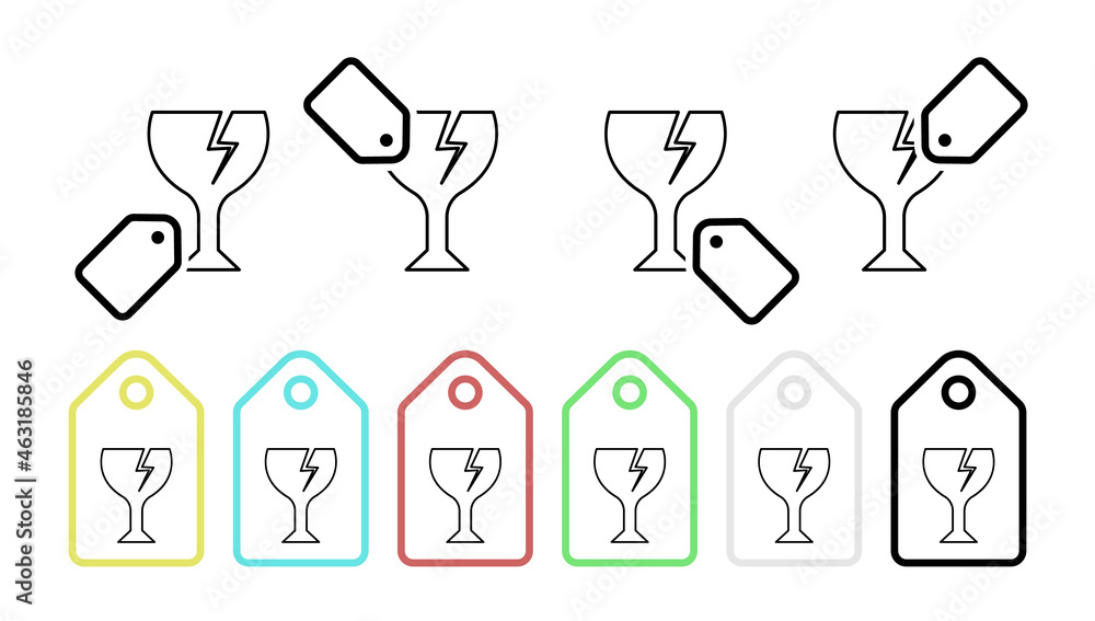 Poster broken vector icon in tag set illustration for ui and ux, website or mobile application