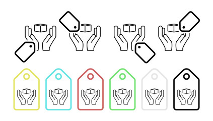 Hand delivery vector icon in tag set illustration for ui and ux, website or mobile application