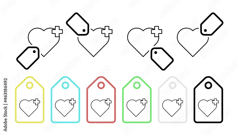 Poster heart vector icon in tag set illustration for ui and ux, website or mobile application