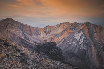 Colorful dawn in the rocky mountains