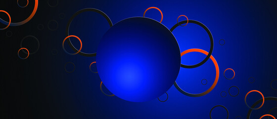 Abstract black and blue circles background. Modern dark abstract vector illustration. EPS 10.