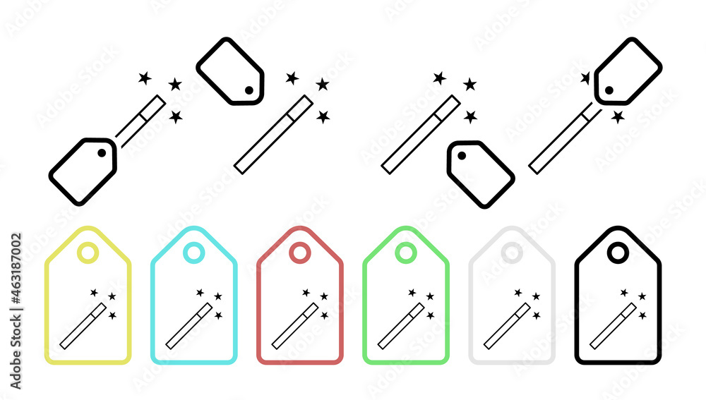 Aufkleber magic wand vector icon in tag set illustration for ui and ux, website or mobile application