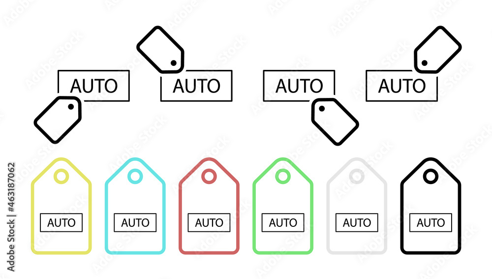 Aufkleber auto vector icon in tag set illustration for ui and ux, website or mobile application