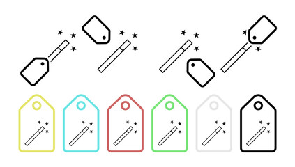 Magic wand vector icon in tag set illustration for ui and ux, website or mobile application