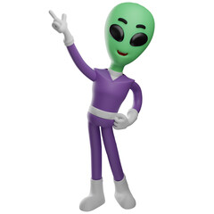 3D Alien Cartoon has a cute smile