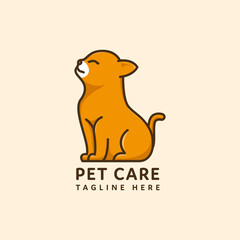 pet logo sitting cat vector flat style design