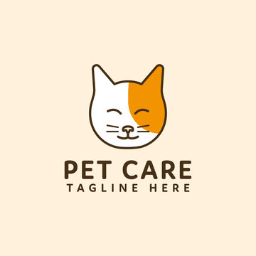 pet care logo cat head vector design