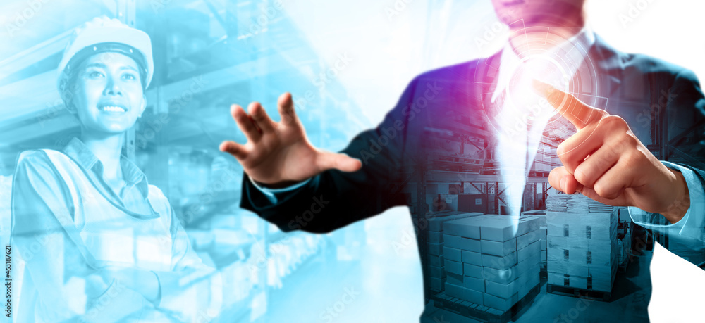 Poster smart warehouse management system with innovative internet of things technology to identify package 