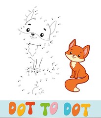 Dot to dot puzzle. Connect dots game. fox  illustration