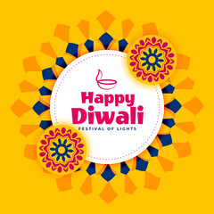 nice yellow diwali background with indian style decoration