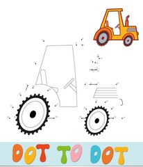 Dot to dot puzzle. Connect dots game. tractor  illustration
