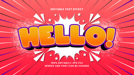 Hello comic editable text effect with cartoon text style