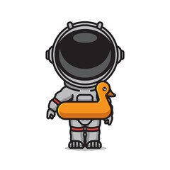 cute astronaut swimming summer atmosphere with a few details