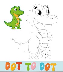 Dot to dot puzzle. Connect dots game. crocodile illustration