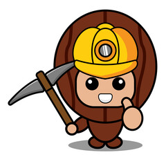 vector cartoon character cute miner nutmeg spice mascot costume