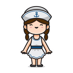 cute girl costume sailor vector