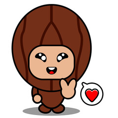 cute nutmeg spice mascot costume cartoon vector illustration peace love