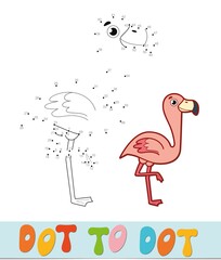 Dot to dot puzzle. Connect dots game. flamingo illustration
