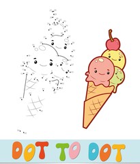 Dot to dot puzzle. Connect dots game. ice cream illustration