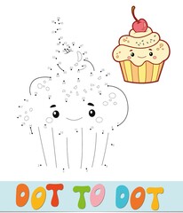 Dot to dot puzzle. Connect dots game. cake illustration