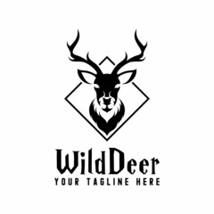 Naklejka premium deer head with amazing sharp horn image graphic icon logo design abstract concept vector stock. Can be used as a symbol related to animal.