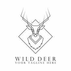 deer head design with amazing line out sharp horn image graphic icon logo design abstract concept vector stock. Can be used as a symbol related to animal.
