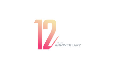 12 Year Anniversary Celebration Vector. Happy Anniversary Greeting Celebrates Template Design Illustration