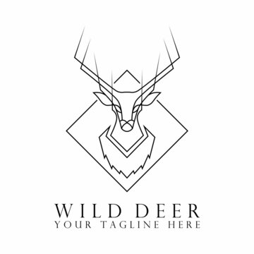 deer head design with amazing line out sharp horn image graphic icon logo design abstract concept vector stock. Can be used as a symbol related to animal. © Ags_Byn