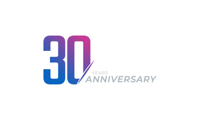 30 Year Anniversary Celebration Vector. Happy Anniversary Greeting Celebrates Template Design Illustration