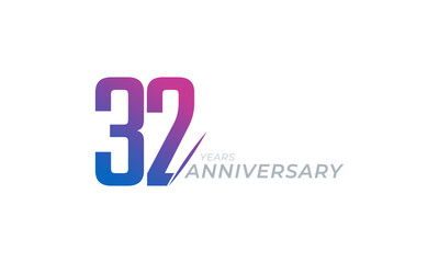 32 Year Anniversary Celebration Vector. Happy Anniversary Greeting Celebrates Template Design Illustration