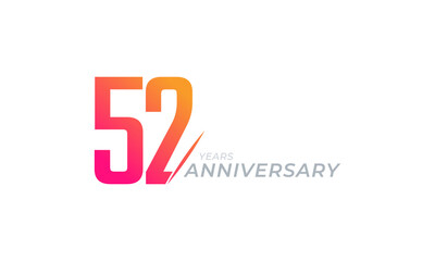 52 Year Anniversary Celebration Vector. Happy Anniversary Greeting Celebrates Template Design Illustration