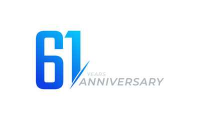 Obraz premium 61 Year Anniversary Celebration Vector. Happy Anniversary Greeting Celebrates Template Design Illustration