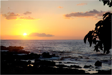 sunset at Albion on the west of the republic of Mauritius.