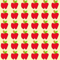 simple drawing red apple on pastel orange backgrounds ,design for banner, flyers, print, poster, wallpaper, digital work
